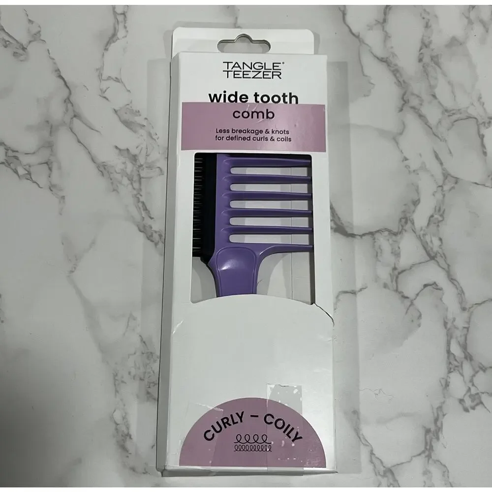 Tangle Teezer Wide Tooth Comb Purple Curly Coily Hair Detangling Comb New